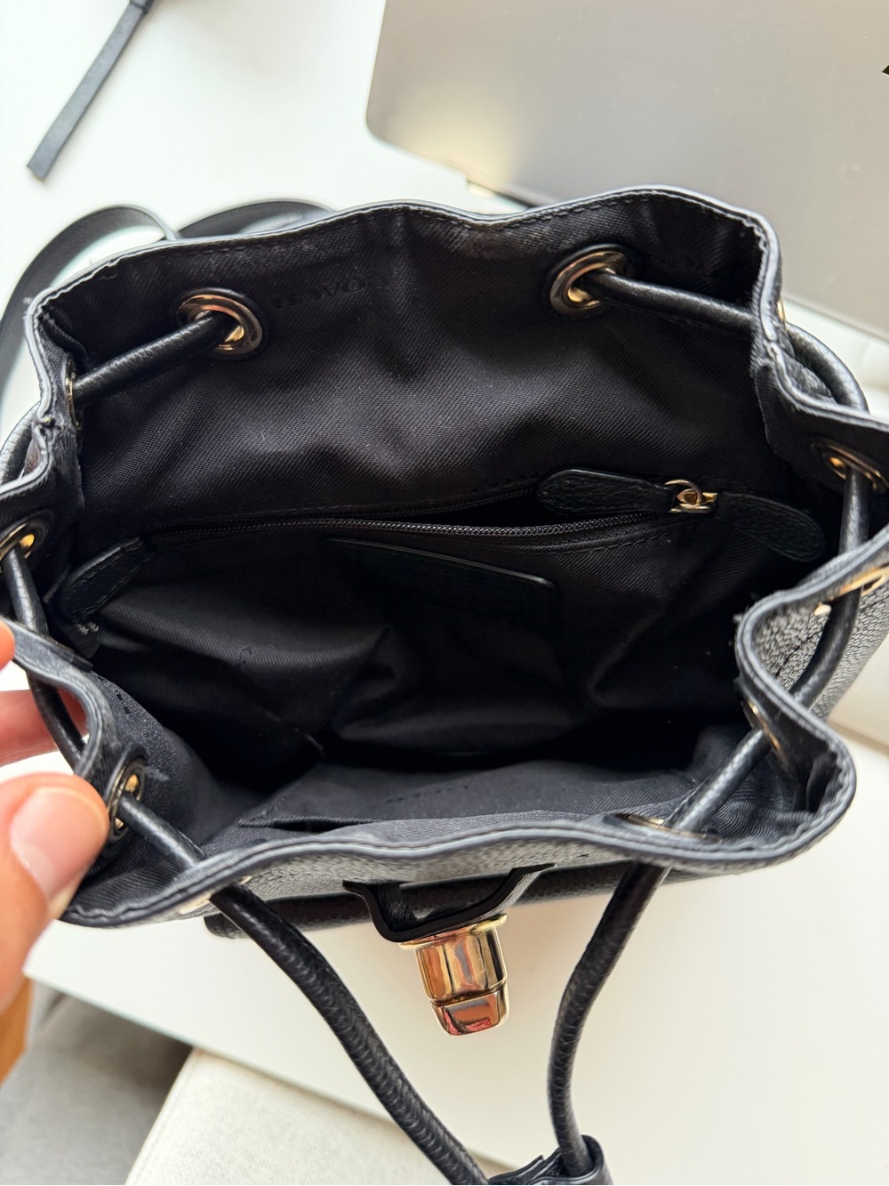 Coach Black Leather Turn-Lock Mini Backpack - Classic Women's Bag - Picture 5 of 6